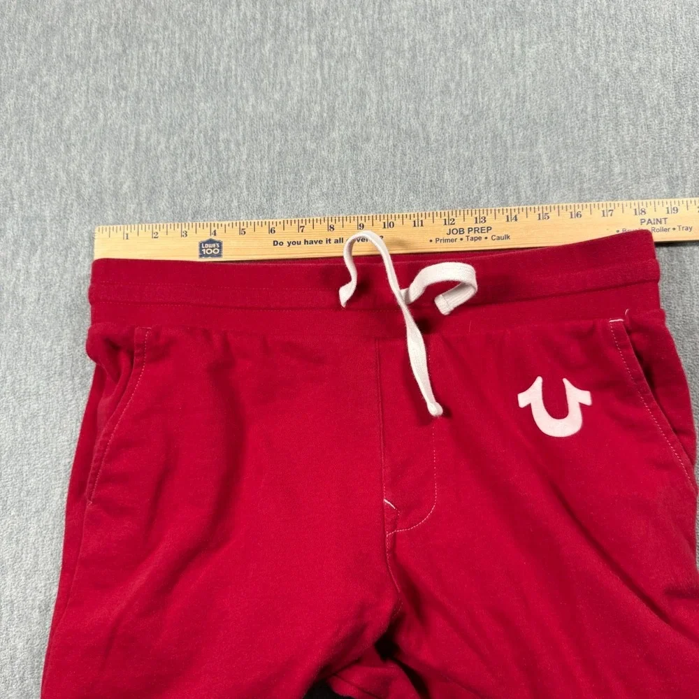 True Religion Sweatpants Mens L Red Horseshoe Logo Fleece Elastic Cuff Jogger